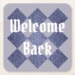 Welkom back Business Mosaic Blue Diamond Employee Vierkante Kartonnen Onderzetter
