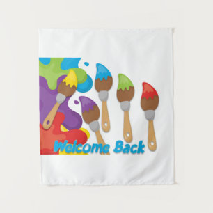Welkom backpenselen met primaire kleuren wandkleed