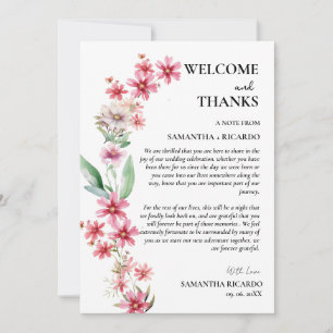 Welkom & bedankt bloemenbruiloft gast tafel Kaart