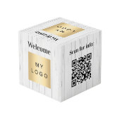 Welkom bedrijf logo QR code hout menu tafel Kubus (Achter hoekig)
