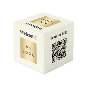 Welkom bedrijf logo QR code ivoor menutabel Kubus (Achter hoekig)
