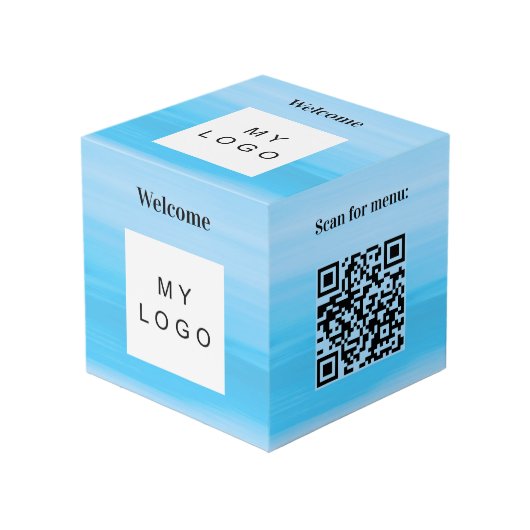 Welkom bedrijf logo QR code menu oceaantafel Kubus (Voorkant hoekig)