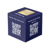 Welkom bedrijf logo QR codes blauwe info tabel Kubus (Achter hoekig)