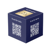 Welkom bedrijf logo QR codes blauwe info tabel Kubus (Voorkant hoekig)
