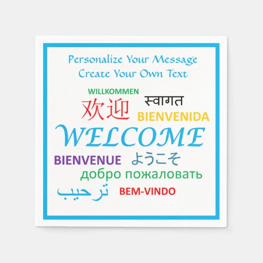 Welkom Bienvenue Willkommen Personalize Servet (Voorkant)