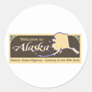 Welkom bij Alaska - USA Road Sign Ronde Sticker