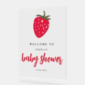 Welkom bij Baby shower met aardbeien Acryl Bord (Hoek)