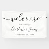 Welkom bij Black and White Script Weduwen Spandoek (Horizontaal)