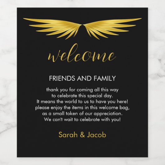 Welkom bij Black Gold Wedding Wijn Etiket (Enkel label)