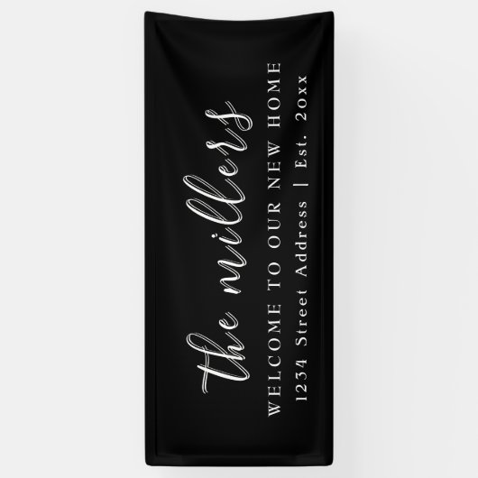 Welkom bij Black & White Family | Houseopwarming Spandoek (Verticaal)