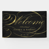 Welkom bij bruiloft Elegant Faux Foil Gold Script Spandoek (Horizontaal)