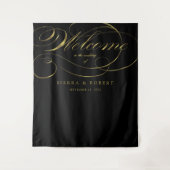 Welkom bij bruiloft Elegant Faux Gold Foil Script Wandkleed (Voorkant)