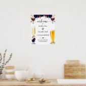 Welkom bij bubbels en drankjes marine burgundy dou poster (Keuken)