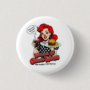Welkom bij Clown Wereld Knop Ronde Button 3,2 Cm