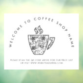 Welkom bij Coffee Shop Name QR Code Windowsticker Raamsticker (Vel 3)