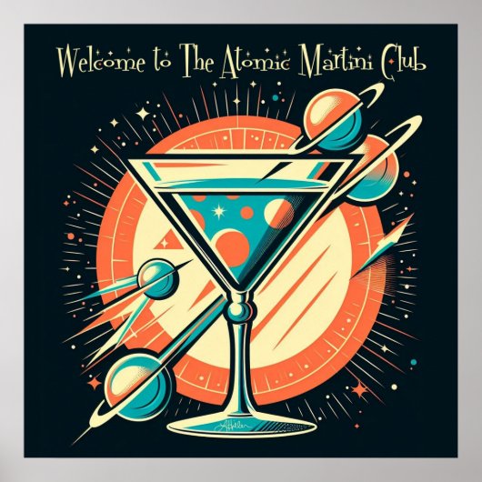 Welkom bij de Atomic Martini Club Space Age Poster (Voorkant)