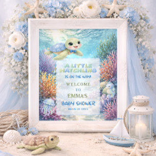 Welkom bij de babyborrel voor de kleine zeeschildp poster