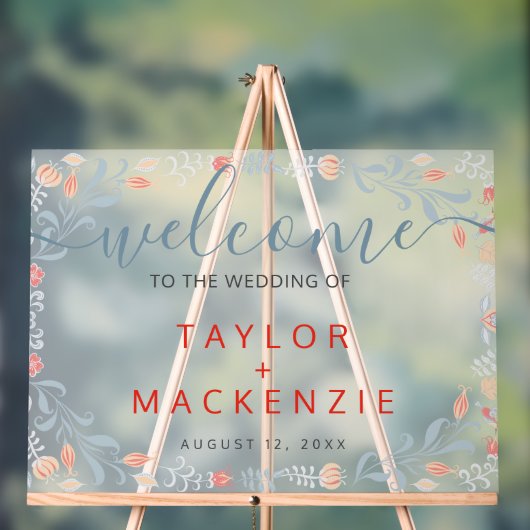 Welkom bij de bruiloft gepersonaliseerde moderne b acryl bord (Neutraal)