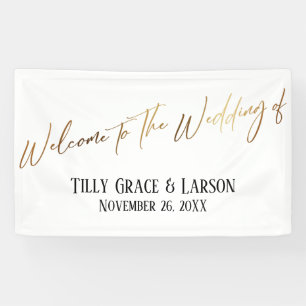 Welkom bij de bruiloft Gold Handwriting Typografie Spandoek