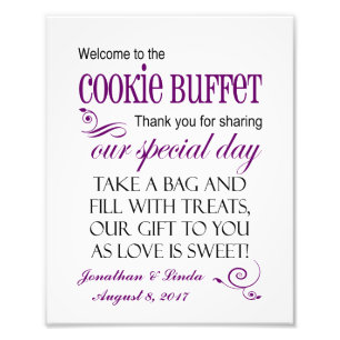 Welkom bij de Cookie Buffet Wedding Sign - Plum Foto Afdruk
