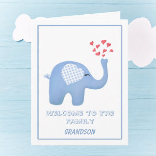 Welkom bij de familie kleinkind baby olifant kaart