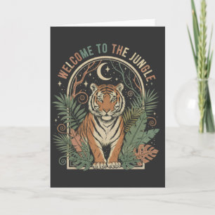 Welkom bij de Jungle Vintage Tijger Retro Boho Kaart