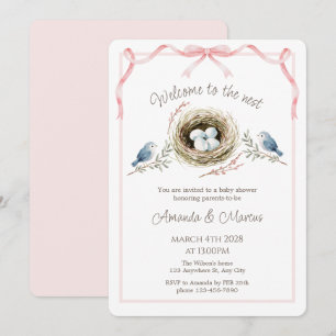 Welkom bij de Nest Roze Lint Baby Shower Kaart