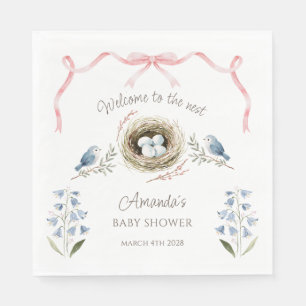 Welkom bij de Nest Roze Lint Baby Shower Servet