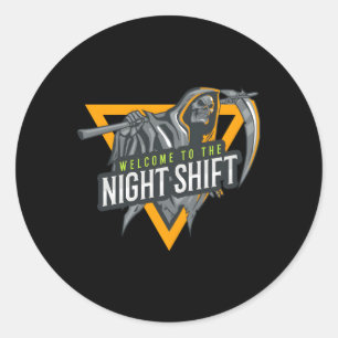 Welkom bij de Night Shift Swagazon Associate Nigh Ronde Sticker