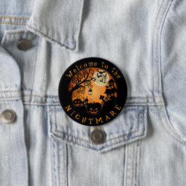 Welkom bij de Nightmare Halloween Pumpkin Custom Ronde Button 7,6 Cm