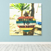 Welkom bij de Paradijs Beach Ocean Canvas Afdruk (Insitu (Houten vloer))