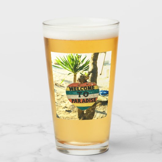 Welkom bij de Paradijs Beach Ocean Glas (Voorkant gevuld)