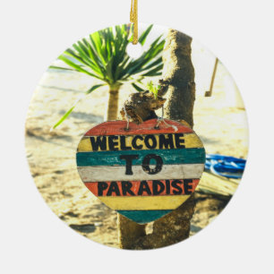 Welkom bij de Paradijs Beach Ocean Keramisch Ornament