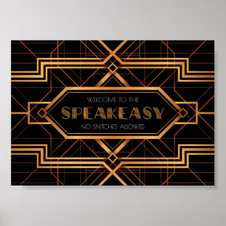 Welkom bij de Speakeasy Party Sign Poster
