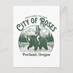 Welkom bij de Stad van Rozen Portland City Oregon Briefkaart