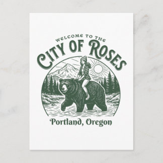Welkom bij de Stad van Rozen Portland City Oregon Briefkaart