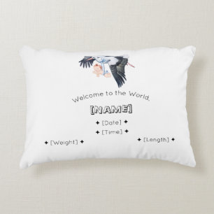 Welkom bij de Wereld Custom Name & Birth Stats Bab Accent Kussen