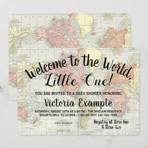Welkom bij de Wereldkaart Baby Shower Kaart