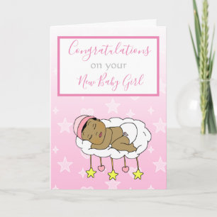 Welkom bij de World New Baby Meisje Etnische Baby  Kaart