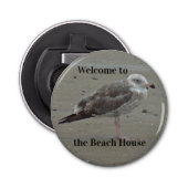 Welkom bij de Zeemaand van Beach House Button Flesopener (Voorkant)