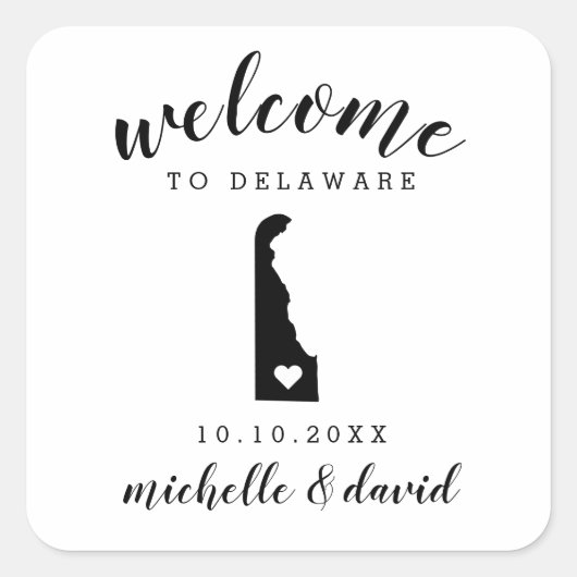Welkom bij Delaware | Bruiloft aangepaste gunst Vierkante Sticker (Voorkant)