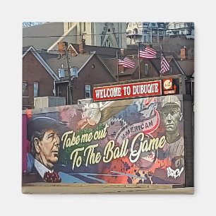 Welkom bij Dubuque, Iowa Sign met Amerikaanse vlag Magneet