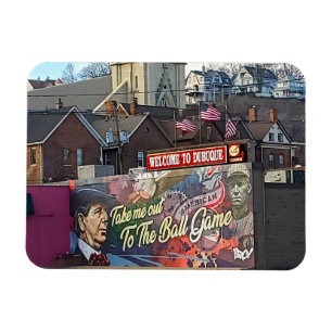 Welkom bij Dubuque, Iowa Sign met Amerikaanse vlag Magneet