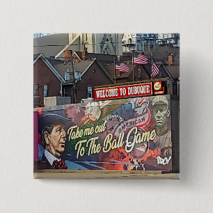 Welkom bij Dubuque, Iowa Sign met Amerikaanse vlag Vierkante Button 5,1 Cm