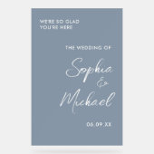 Welkom bij Dusty Blue Wedding Acryl Bord (Voorkant)