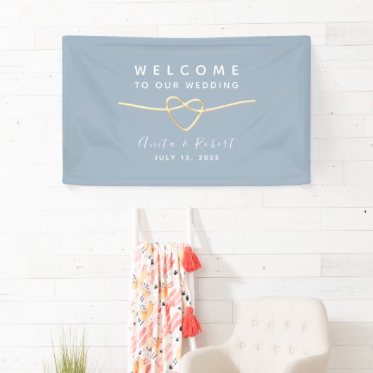Welkom bij Dusty Blue Wedding Spandoek (Insitu)