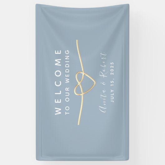 Welkom bij Dusty Blue Wedding Spandoek (Verticaal)