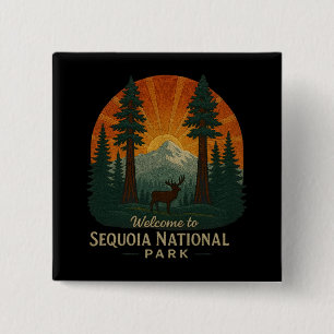 Welkom bij Embroidery Sequoia National USA Park Vierkante Button 5,1 Cm