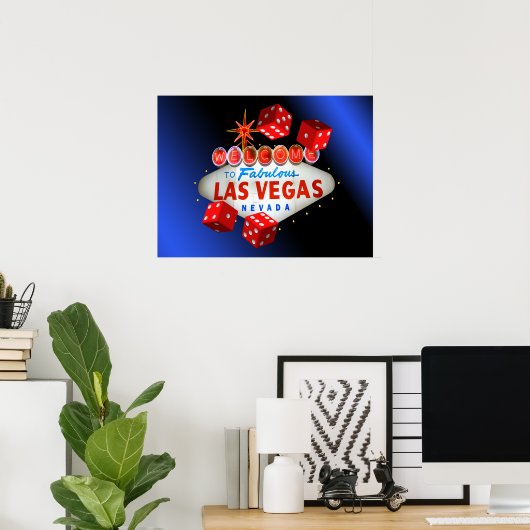 Welkom bij Fabulous Las Vegas Blue Glow Poster (Thuiskantoor)