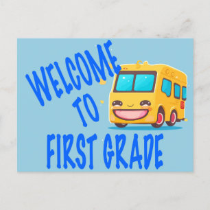 Welkom bij First Grade Bus Briefkaart